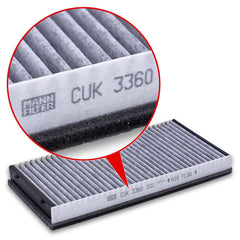 Mann-Filter CUK 3360 pleat detail demonstrating enhanced particle capture