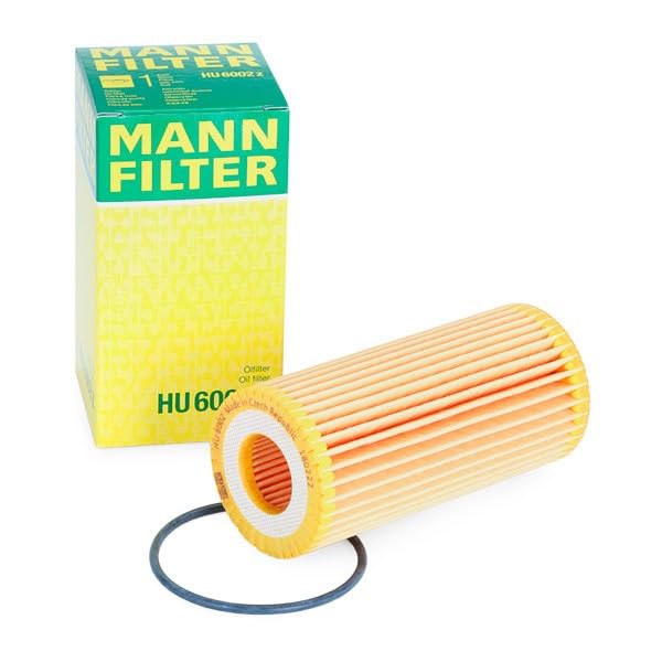 MANN Filter HU6002Z next to ruler and box showing size and ready-to-ship packaging