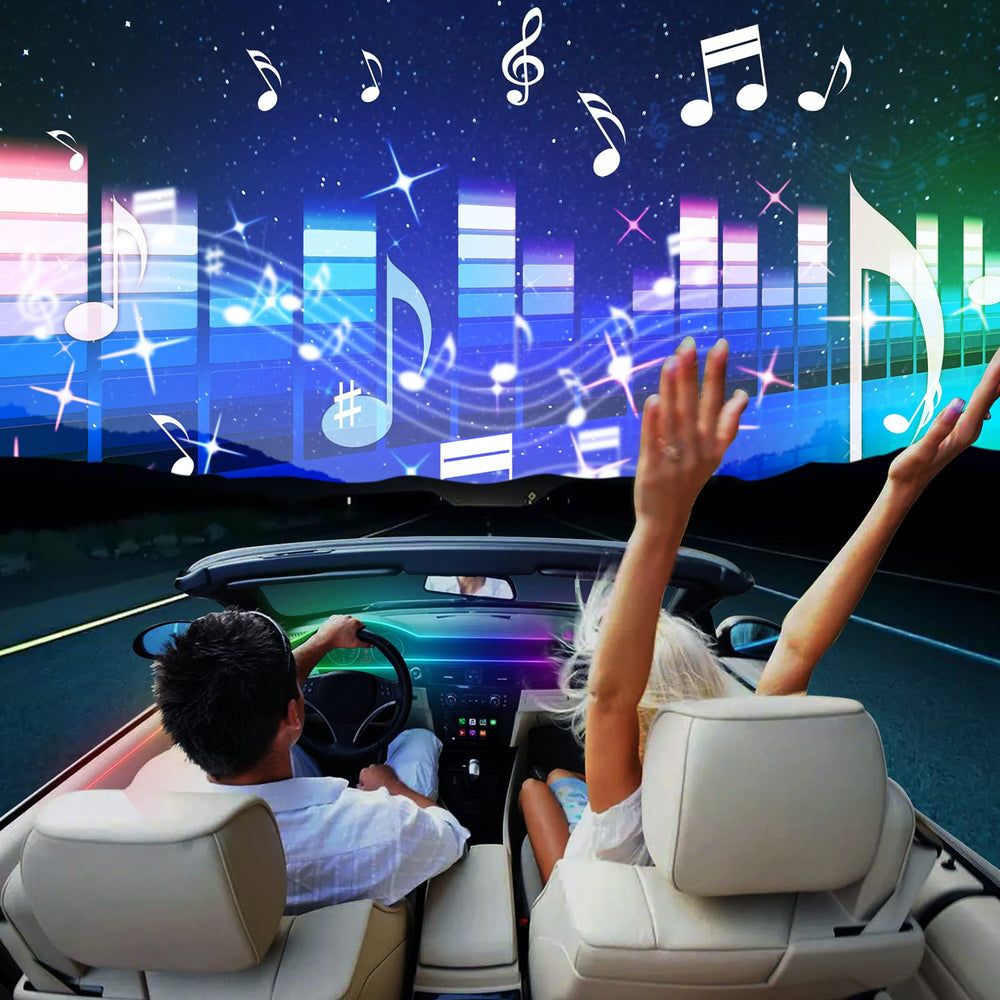 MAODANER lifestyle shot inside car at night showcasing vibrant interior ambiance