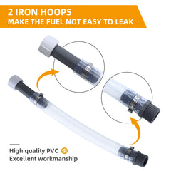 Mapleza flexible PVC hose bending around roll cage to avoid kinks