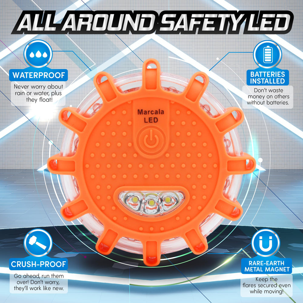 MARCALA flare floating in water illustrating waterproof and buoyant benefit