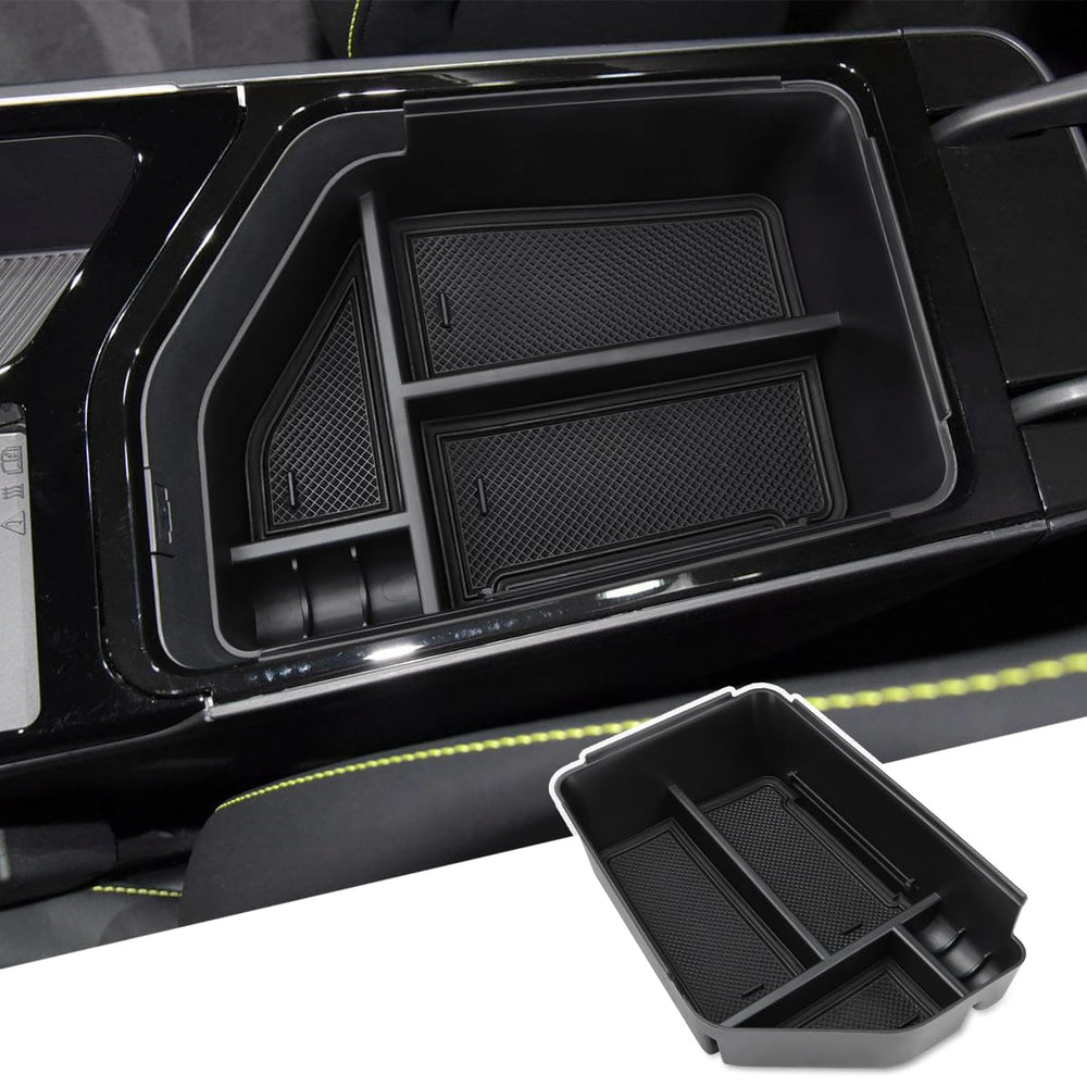 MARCHFA front view of console tray showing organized compartments and quick access