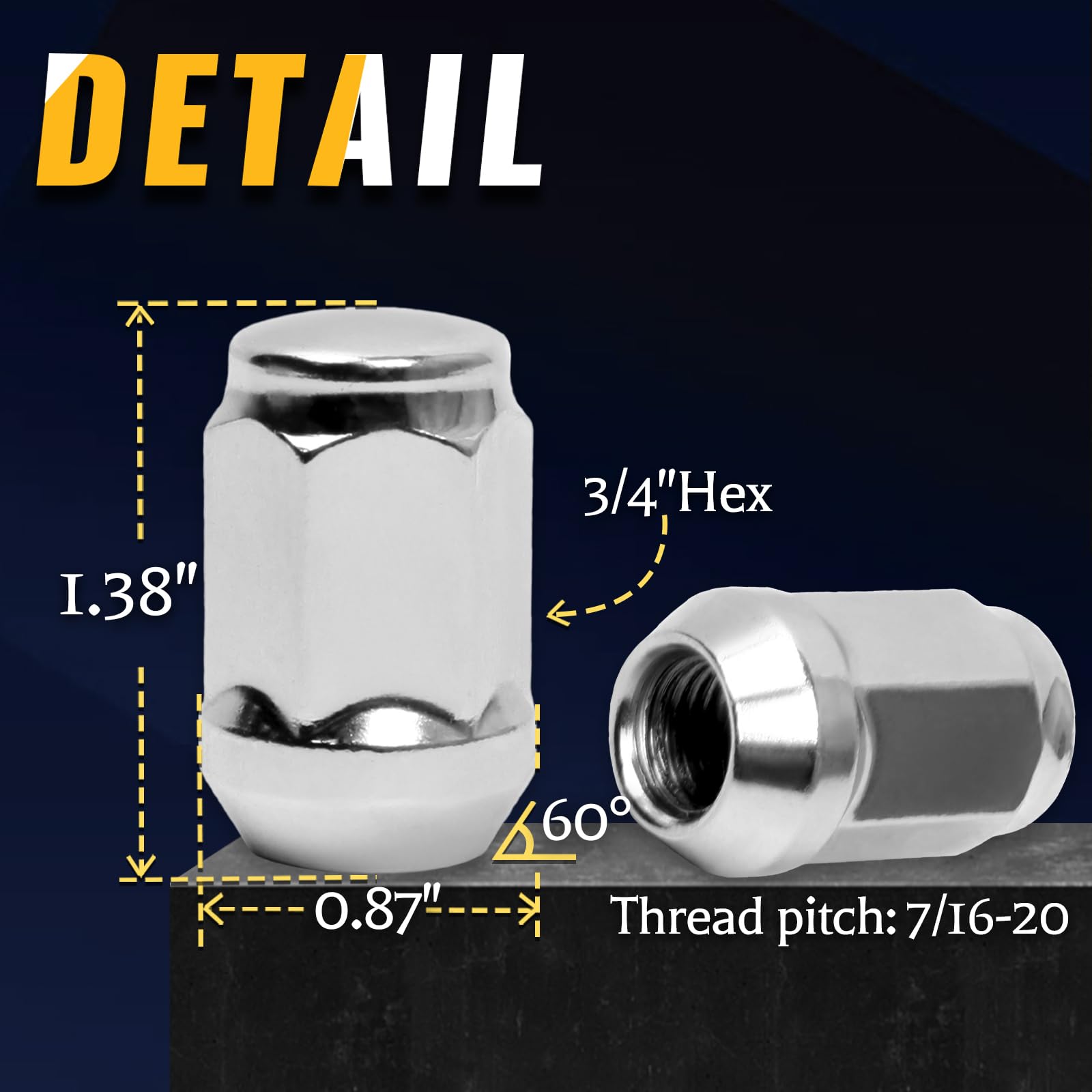Mardarth close-up of lug nut threads showing precise 7/16-20 machining for secure fit