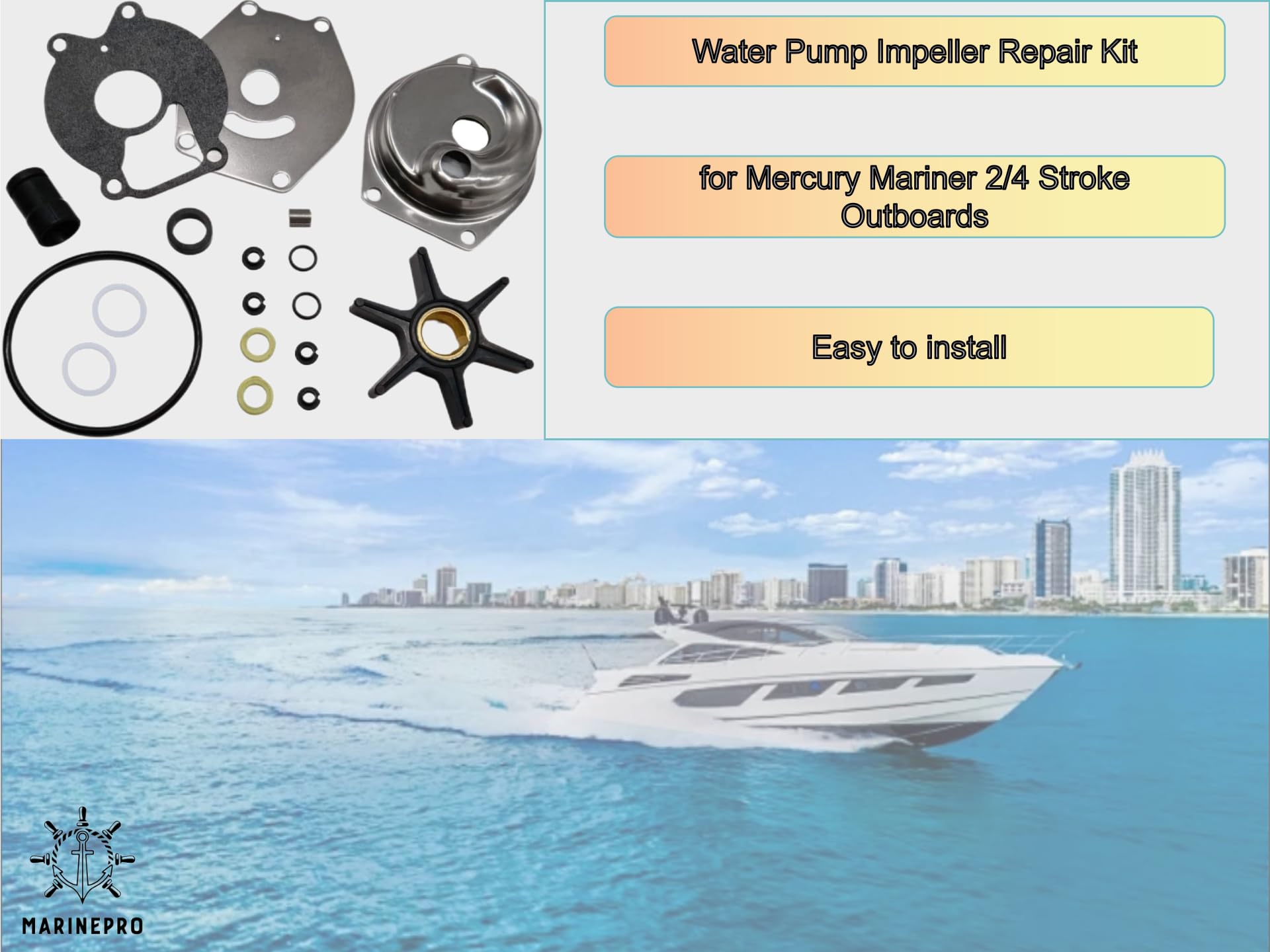 Marinepro drive key, washers and rings grouped to show correct hardware for secure installation