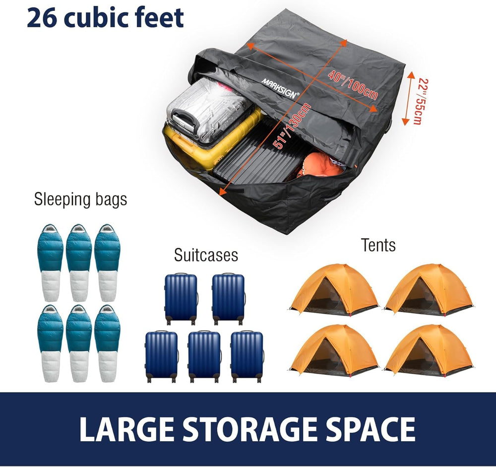 MARKSIGN cargo bag installed in pickup bed demonstrating secure outdoor use