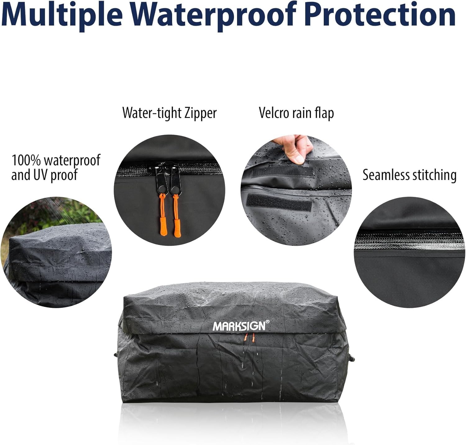 MARKSIGN welded seam detail highlighting tear-resistant, leak-proof construction