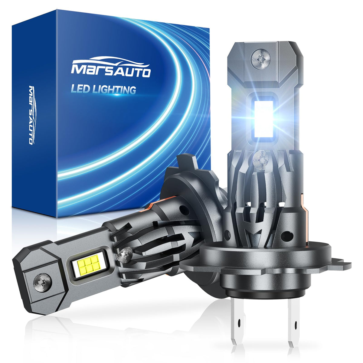Marsauto M1S H7 front view showing bulb face and cooling housing, improved visibility
