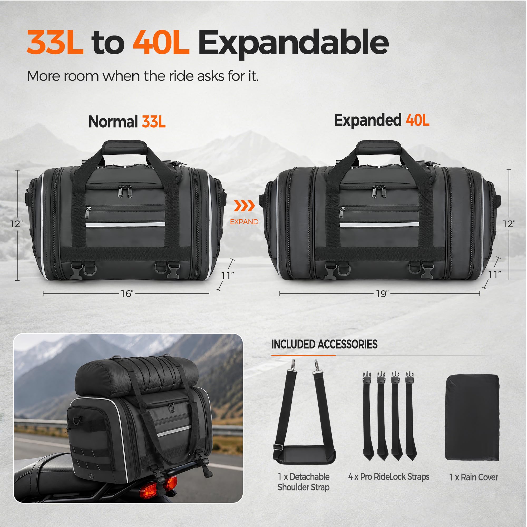 Marscamd rain cover deployed over bag to protect gear from heavy rain