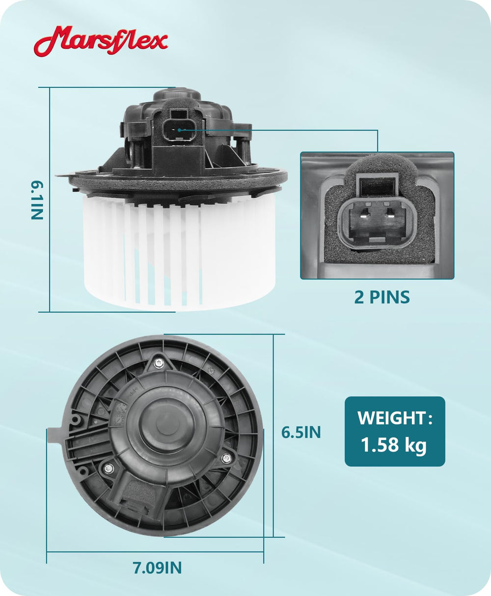 Marsflex blower motor in vehicle interior demonstrating improved fresh air circulation