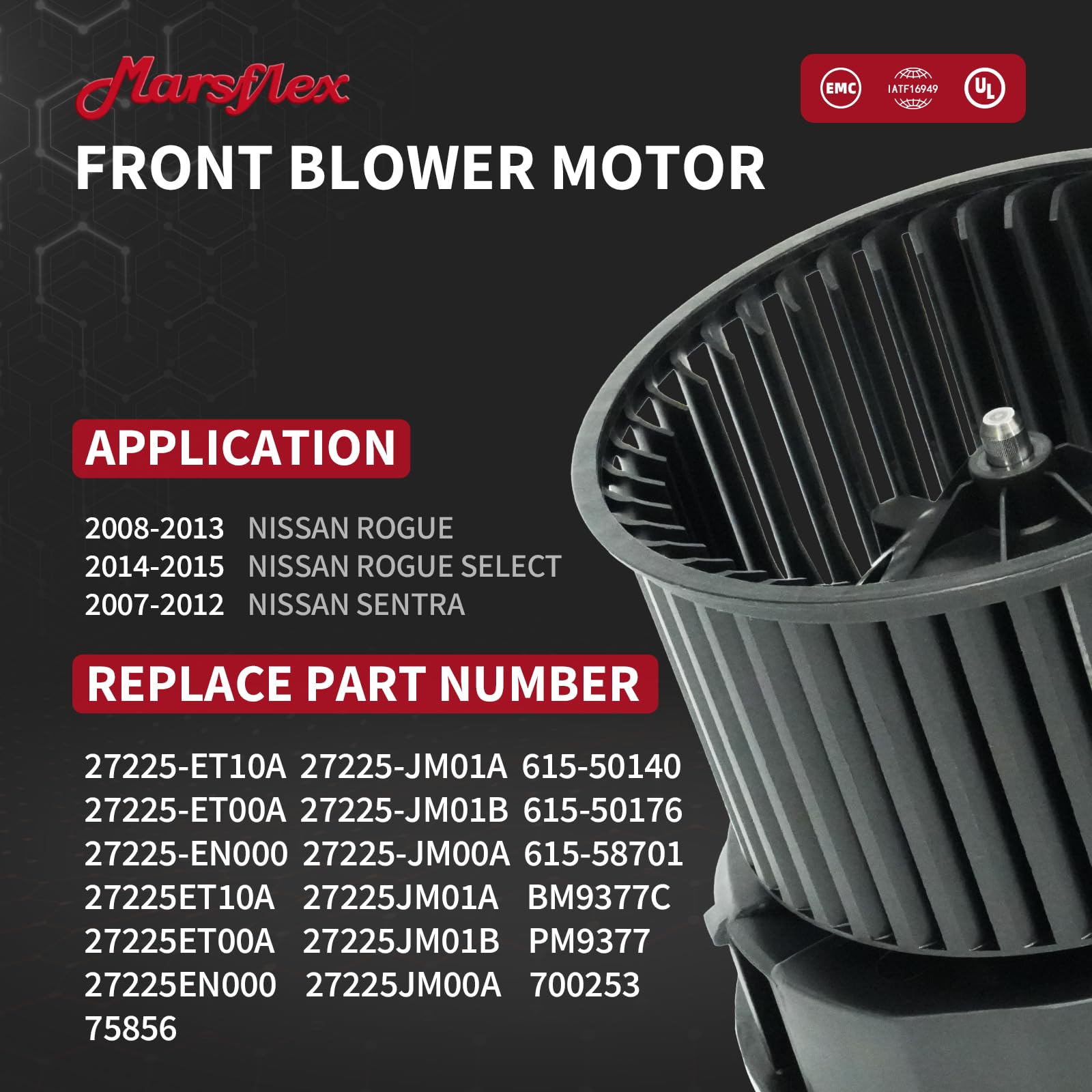 Marsflex blower motor with fan cage preassembled for quick replacement benefit