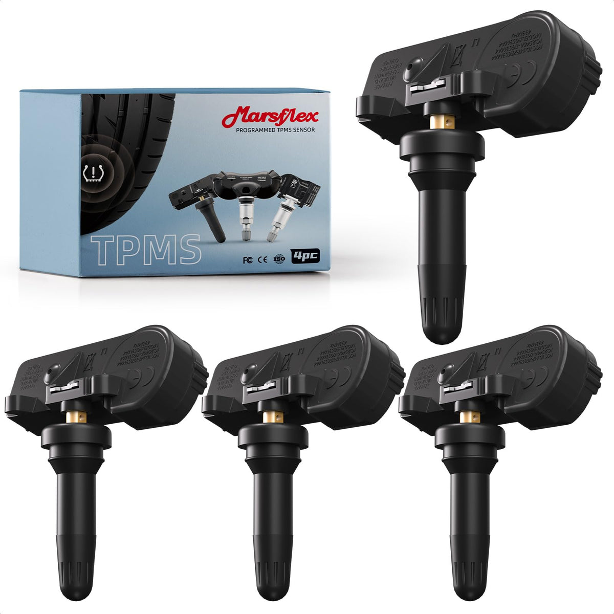 Marsflex front view of TPMS sensor packaging showing compatibility and fit benefits