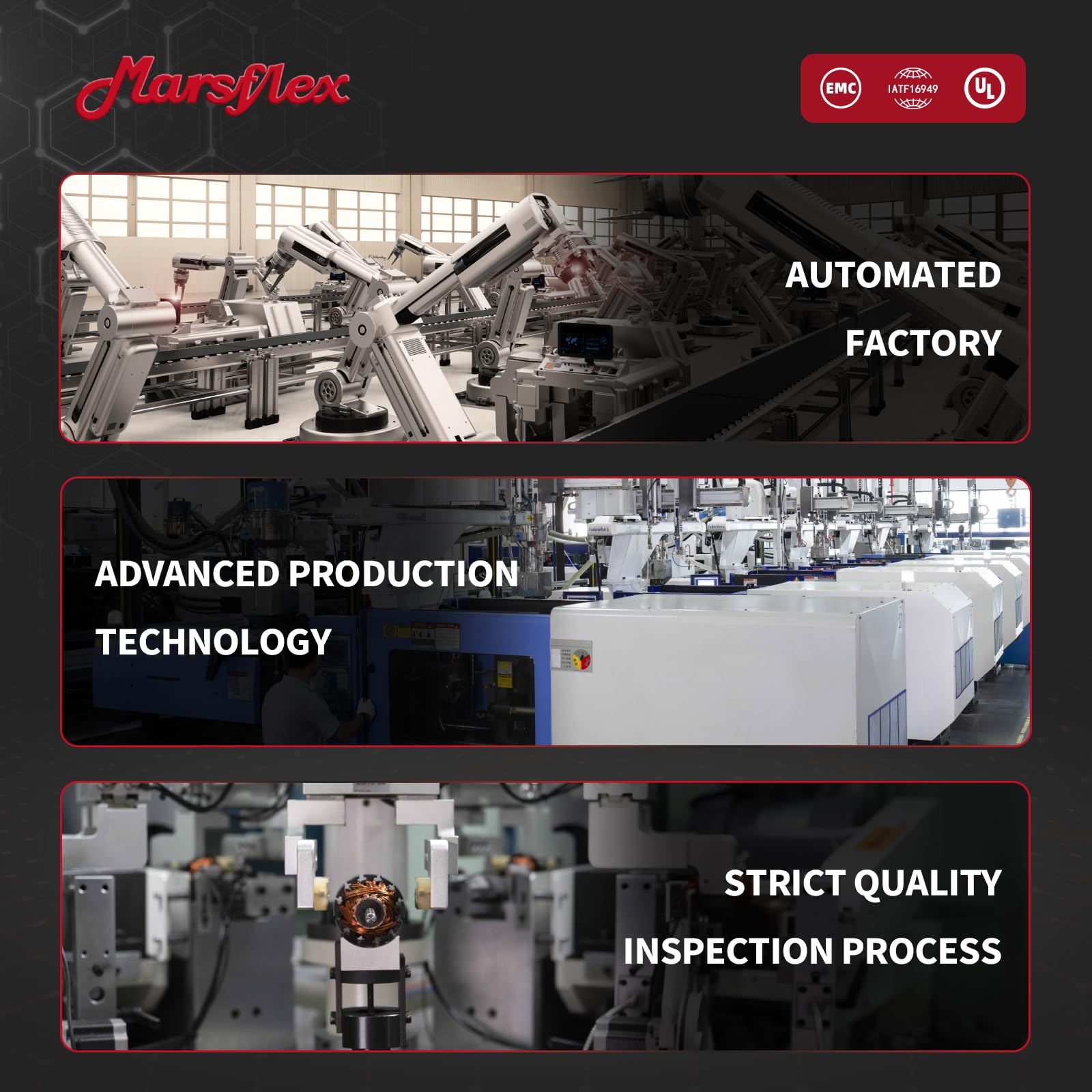 Marsflex motor vibration isolation features showing reduced cabin noise