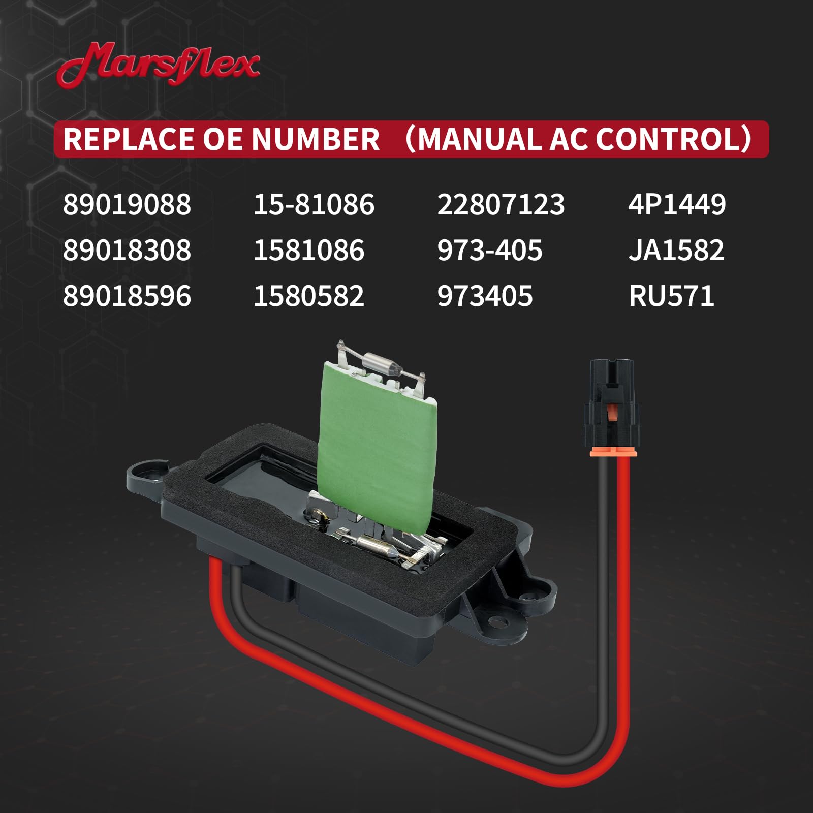 Marsflex resistor installed in HVAC housing demonstrating restored fan control