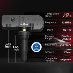 Marsflex sensor close-up of valve stem highlighting durable construction and fit