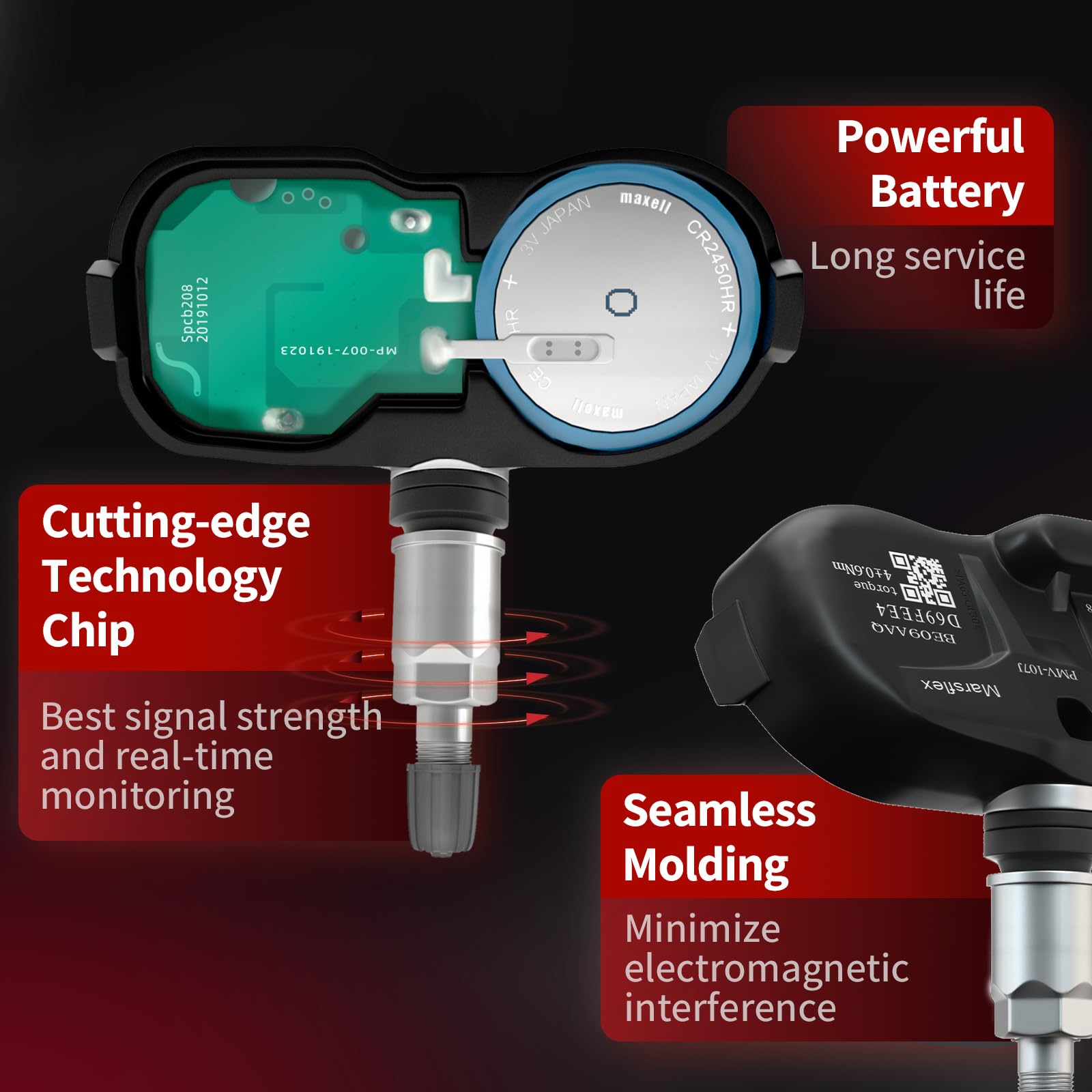 Marsflex sensor mounted on wheel demonstrating direct OE-style fit