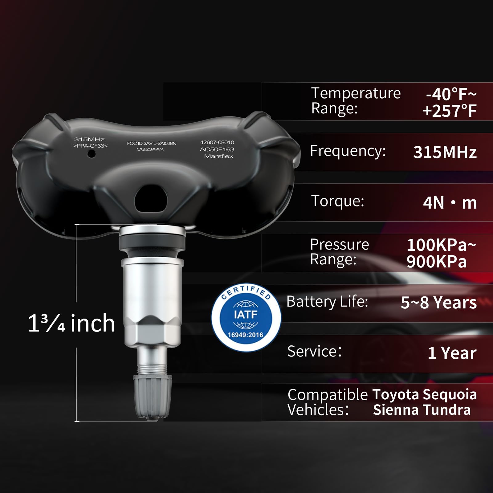 Marsflex valve stem closeup highlighting durable metal stem and seal benefit
