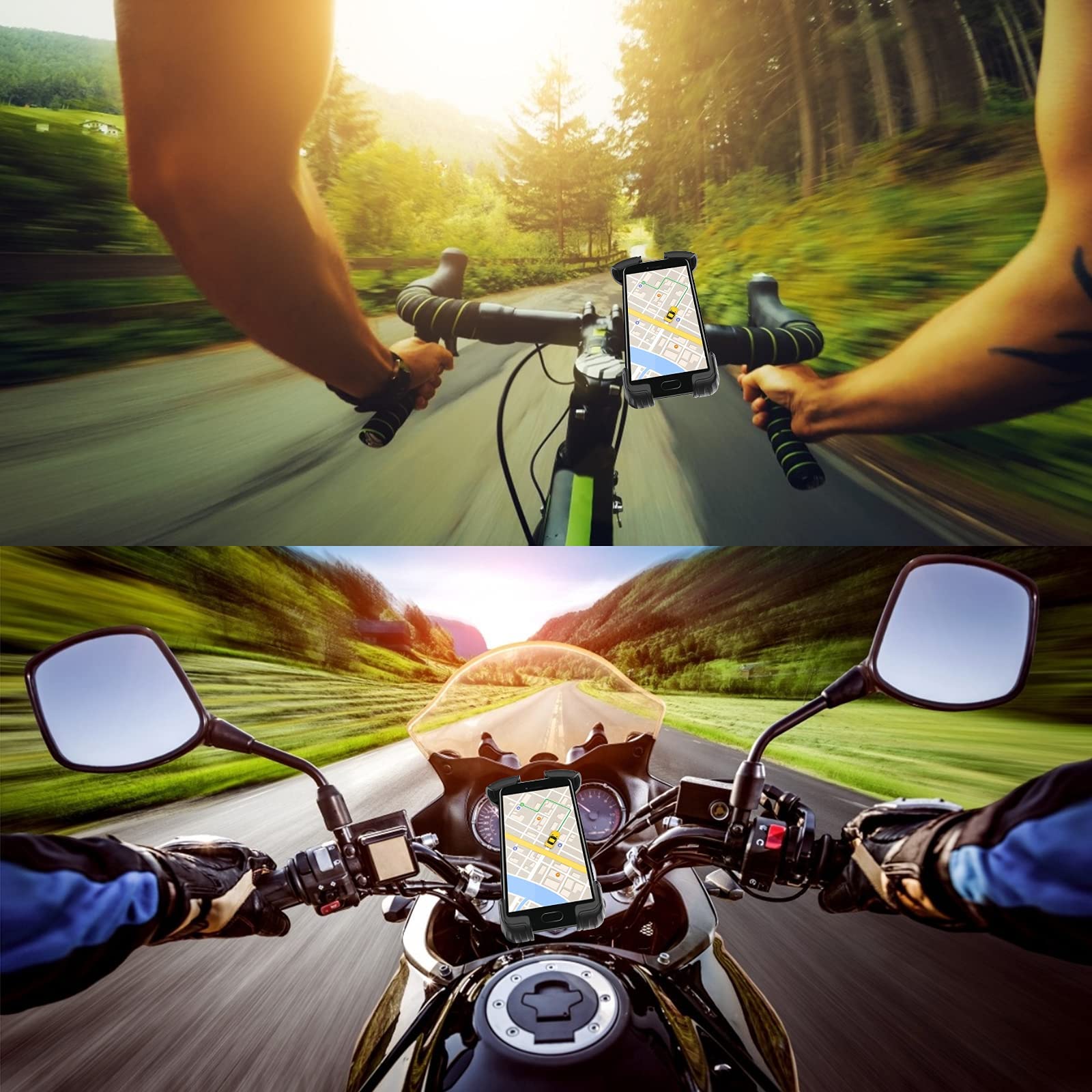 Marspeeder size comparison with 4.7 and 6.8 inch phones showing compatibility