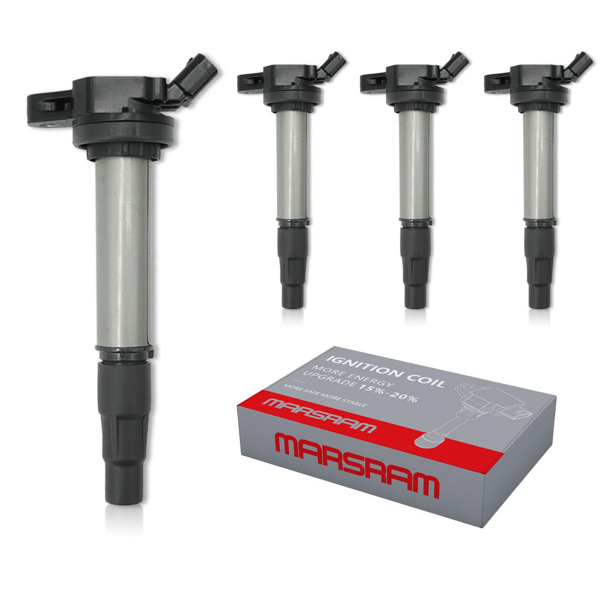 Marsram front view packaging showing four-coil pack and ready-to-install benefit