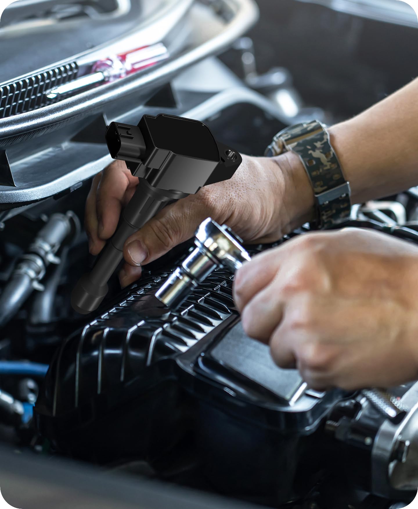 Marsram parts being installed in a garage emphasizing straightforward vehicle maintenance