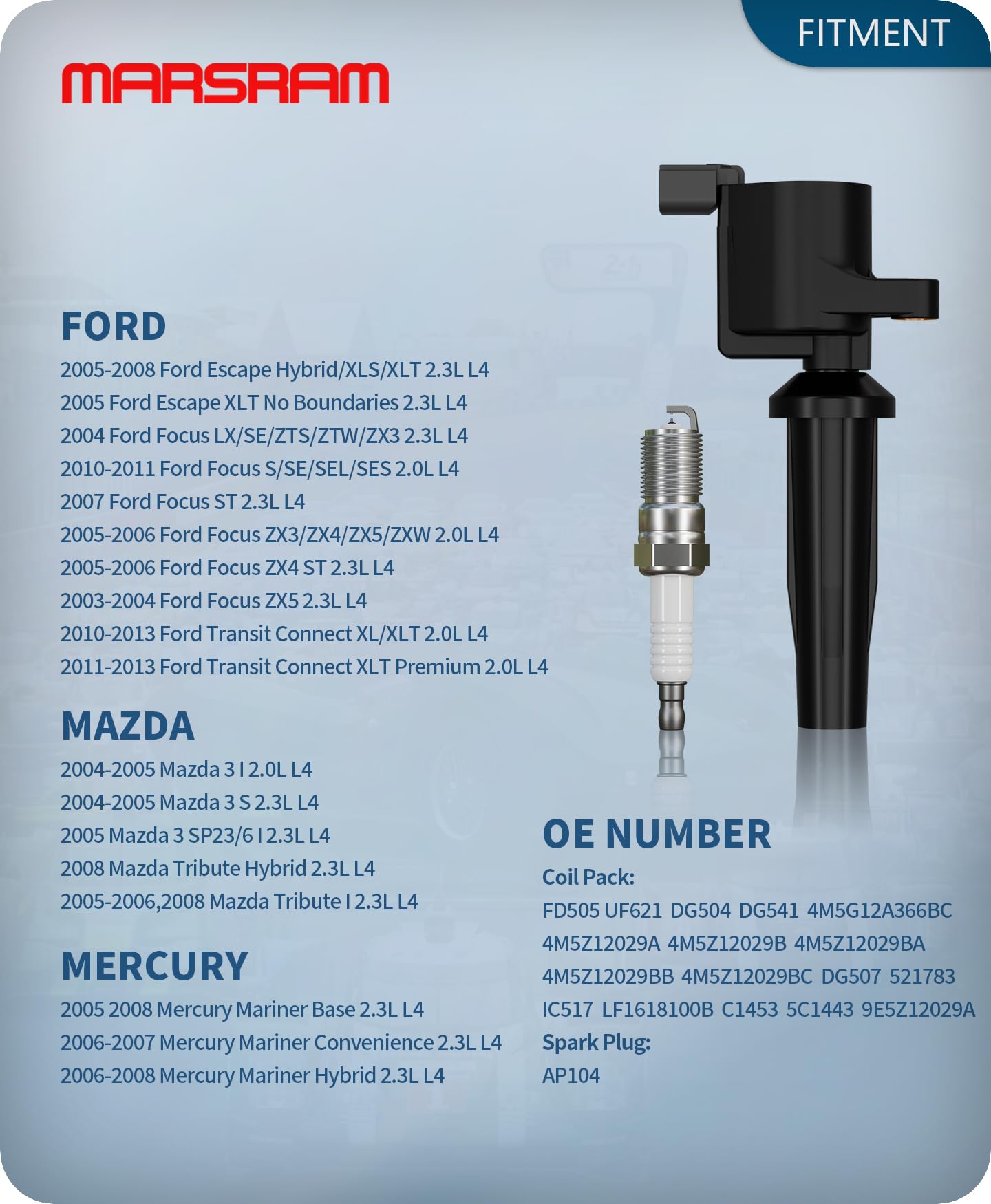 Marsram AP104 spark plug closeup with double-iridium electrodes for longevity