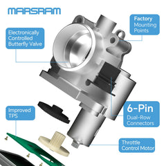 Marsram throttle body with included gasket and manual for complete replacement kit