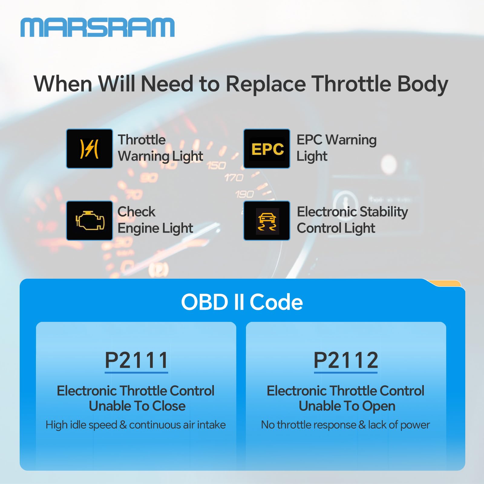 Marsram throttle body Hall sensor detail demonstrating precise throttle position feedback