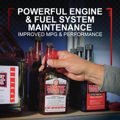 Pouring Marvel Mystery Oil into a fuel tank to clean injectors and carburetors