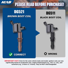 MAS ignition coil brown DG521 boot closeup highlighting heat-resistant construction