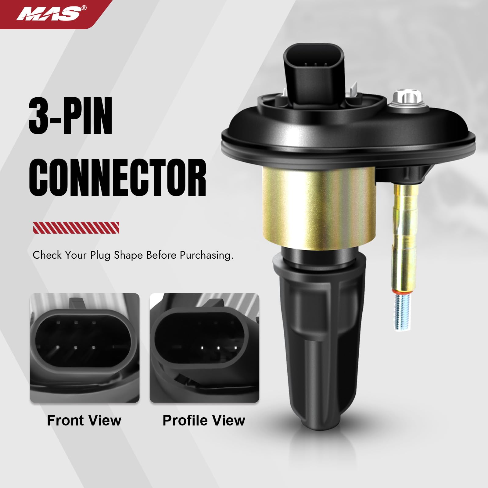 MAS ignition coil probe tip closeup highlighting durable insulation and spark path