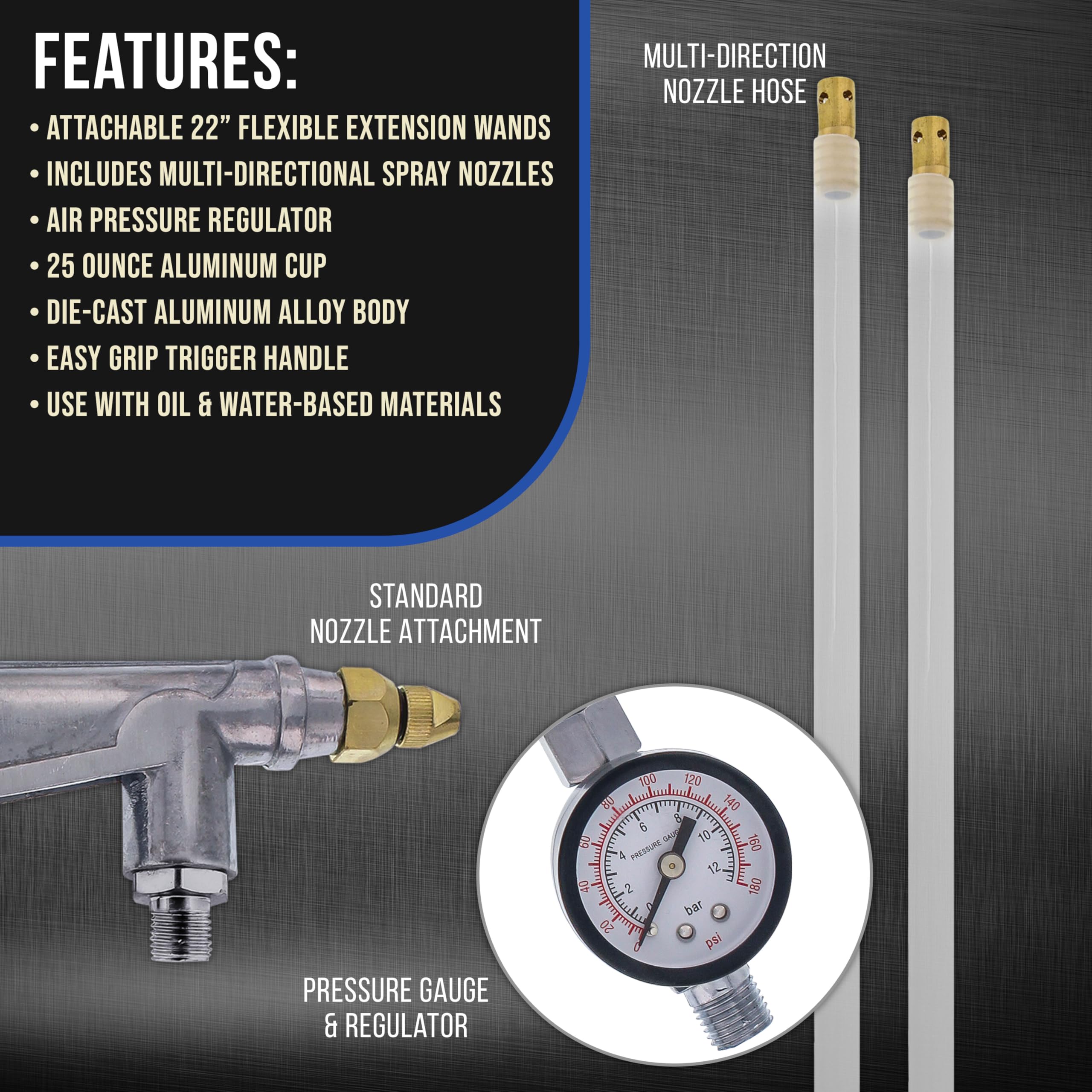 Master Airbrush regulator and gauge closeup for precise pressure adjustments and consistent spray