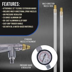 Master Airbrush regulator and gauge closeup for precise pressure adjustments and consistent spray
