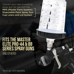 Master Airbrush adapter installed on PRO series spray gun showing faster changeovers benefit