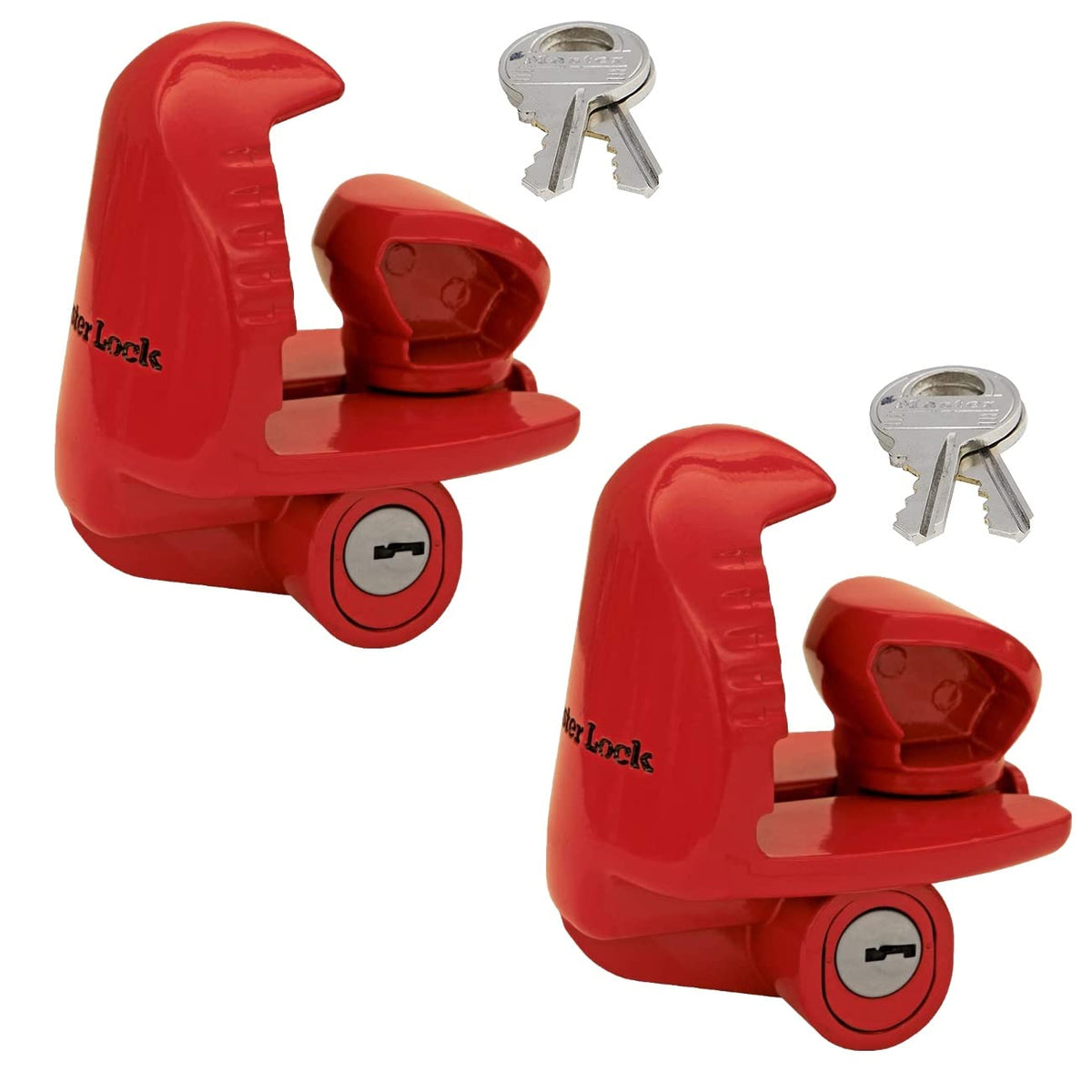Master Lock front view on trailer coupler showing secure fit and theft deterrent