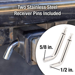 Master Lock coupler lock detail showing adjustable stainless shackle for flexible fit on latches