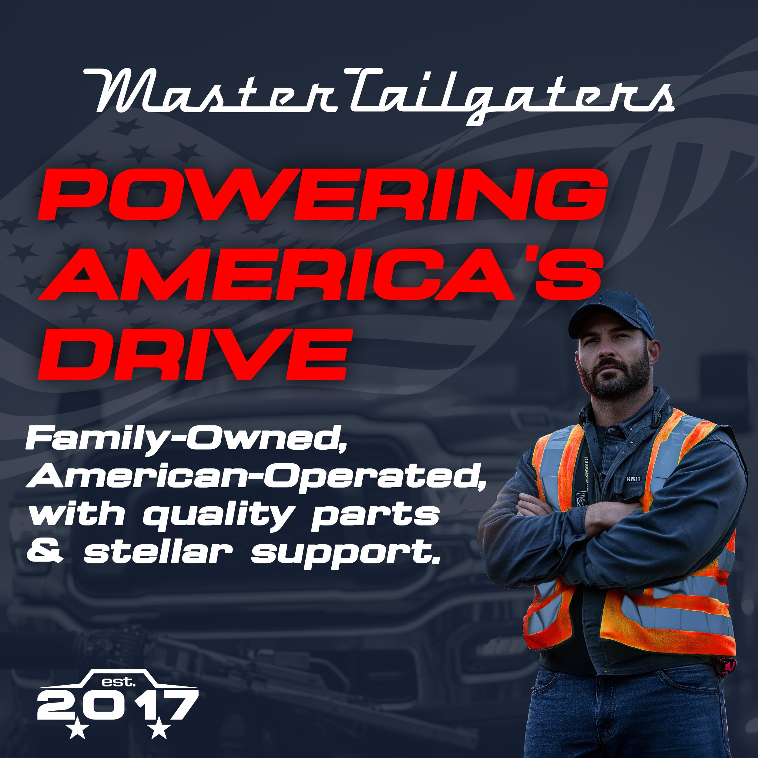 Master Tailgaters with stainless steel safety straps showing backup attachment security