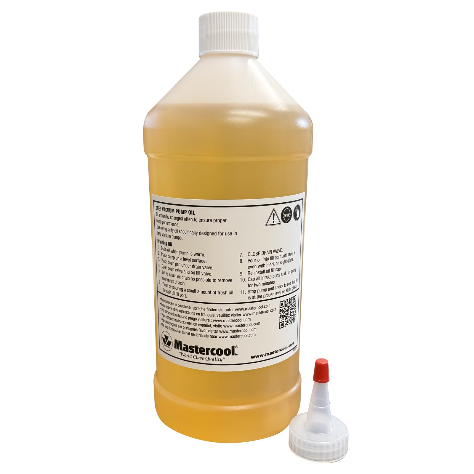 Mastercool 90032 front label showing product identity and capacity, aids quick selection