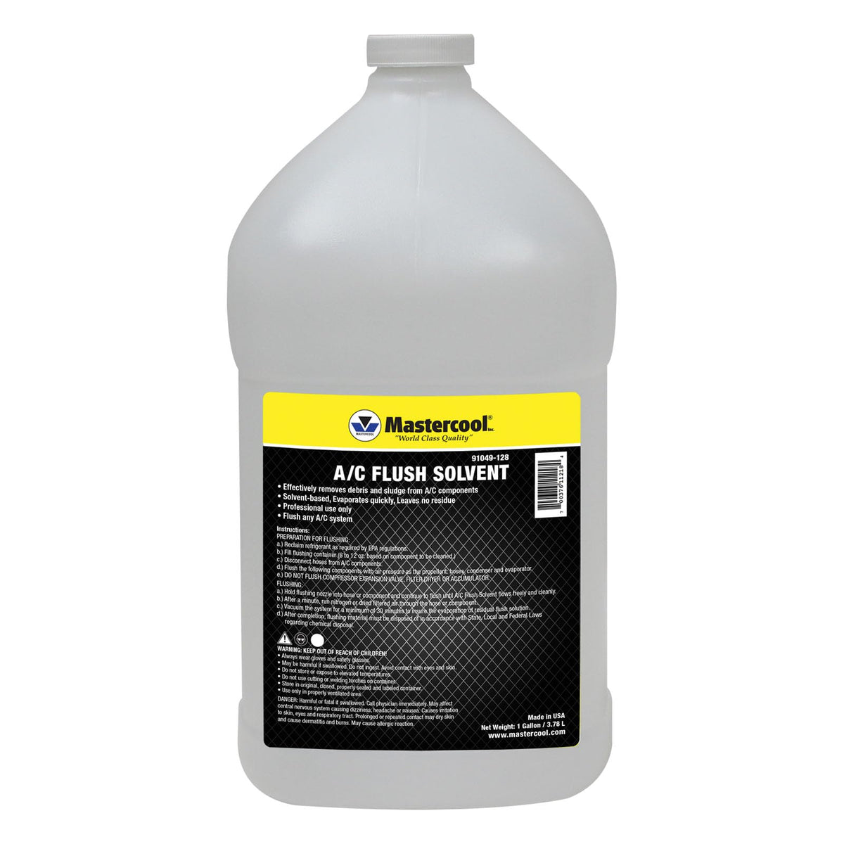 Mastercool one gallon bottle front showing product and benefit fast cleaning