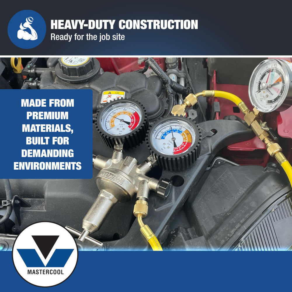 Mastercool kit staged in a service vehicle to speed on-site A/C leak detection and repairs