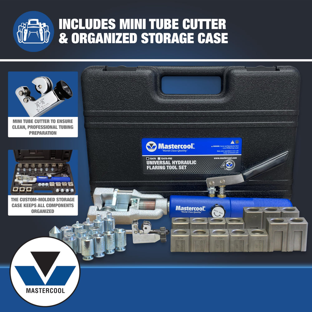 Mastercool flaring tool in use on a brake line delivering leak-resistant results