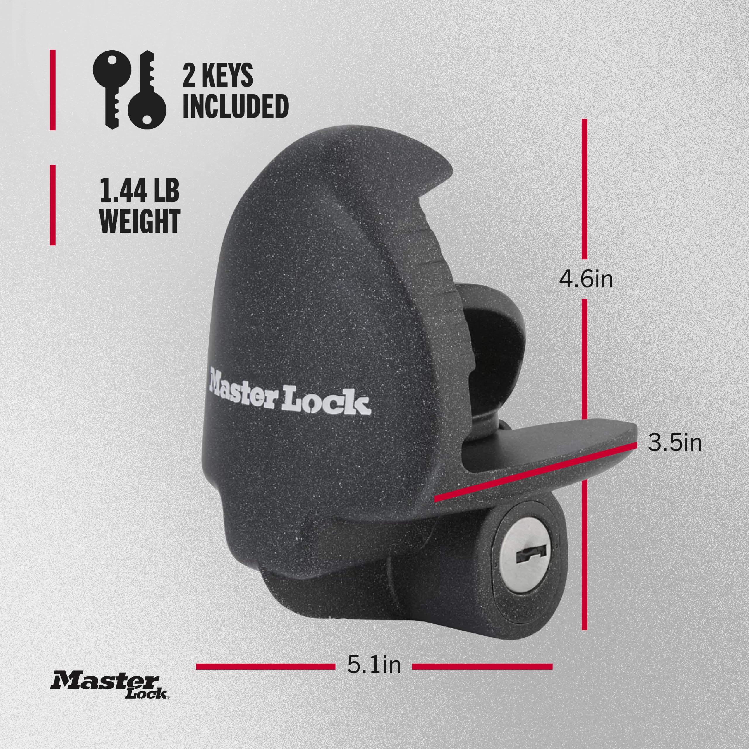 Master Lock size comparison next to ruler showing compact, portable size
