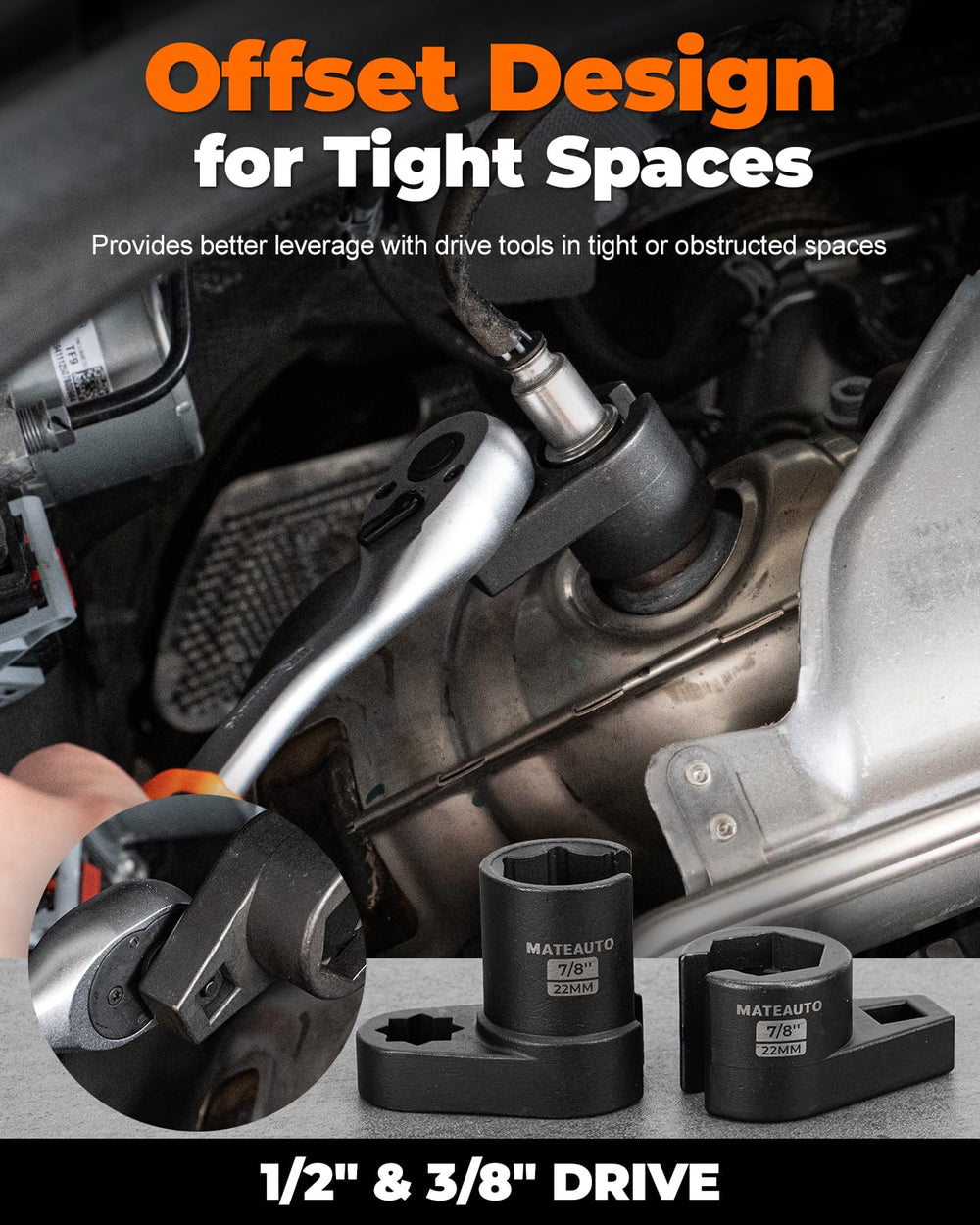 MateAuto 72-tooth quick-release ratchet detail showing precise control and fast socket changes