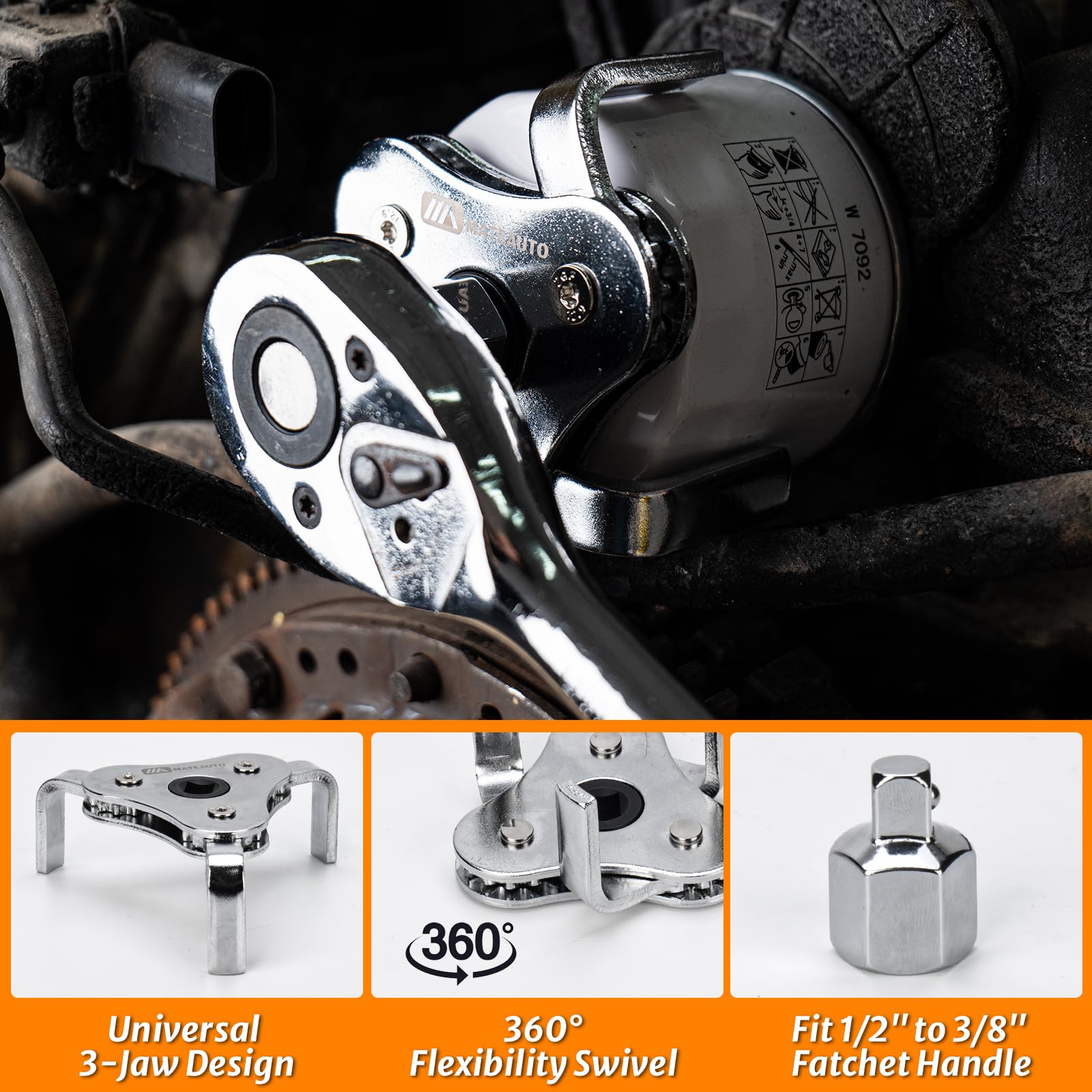 MateAuto ratchet adapter attached for controlled torque application