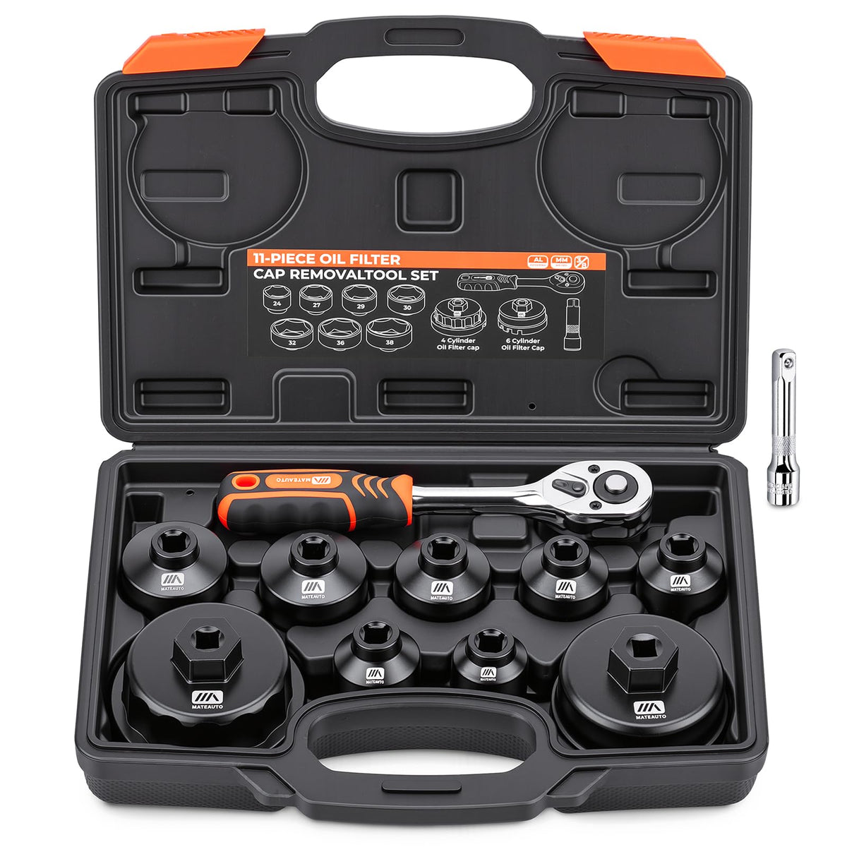MateAuto front-of-kit showing organized sockets and ratchet for quick selection