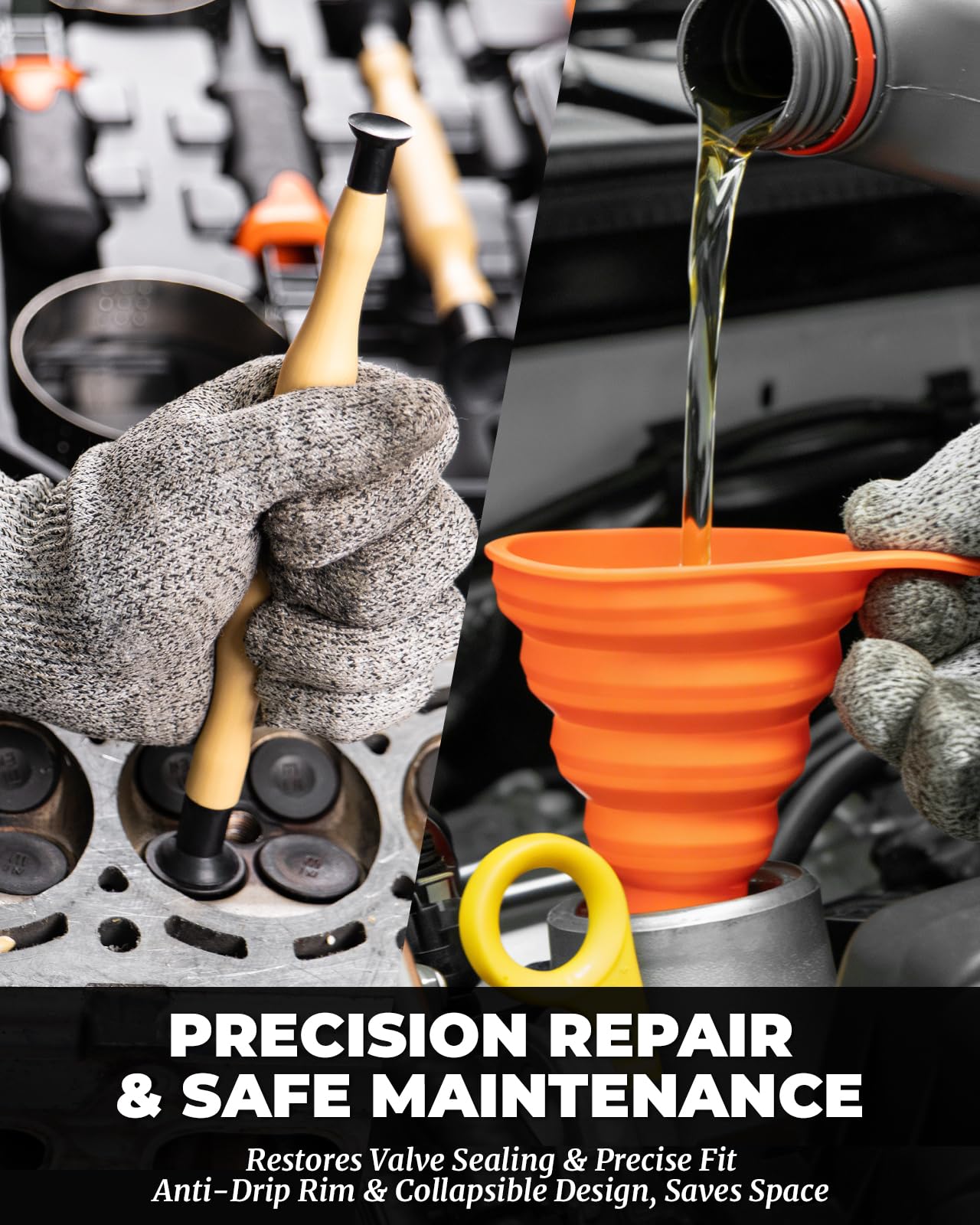 MateAuto tool being used on a car filter delivering reliable leverage in tight engine bays