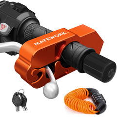 Matework front view lock mounted on brake lever shows solid protection