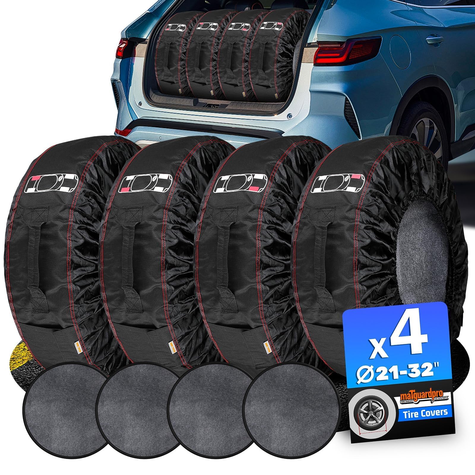 matguardpro comparison with ruler showing fit for 21–32 inch wheels