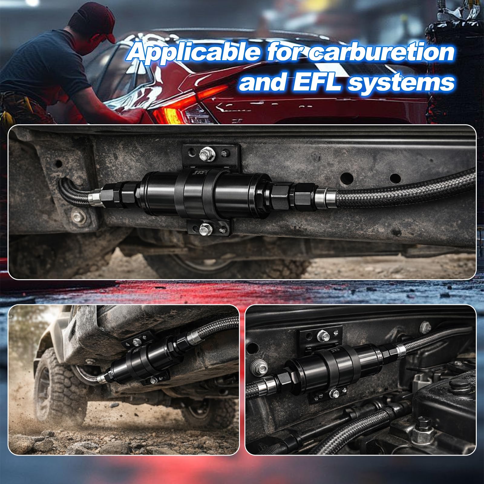 MATWEI fitted in a racecar fuel line showing reliable filtration under load
