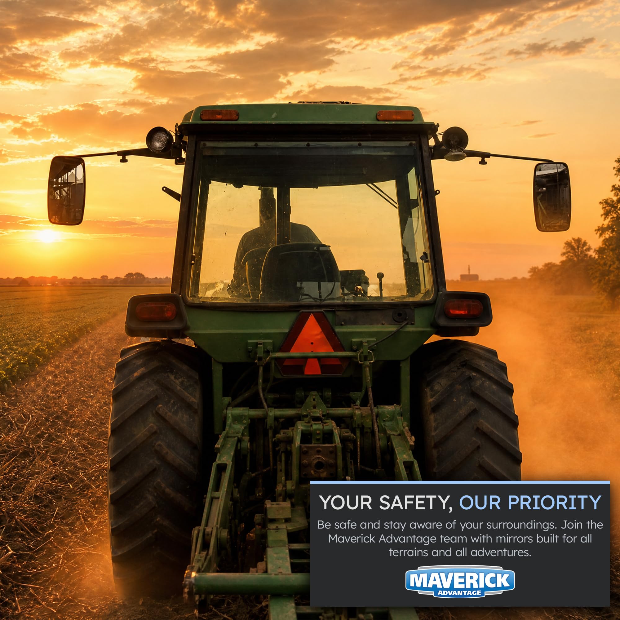 Maverick Advantage mirror on equipment at construction site improving safety