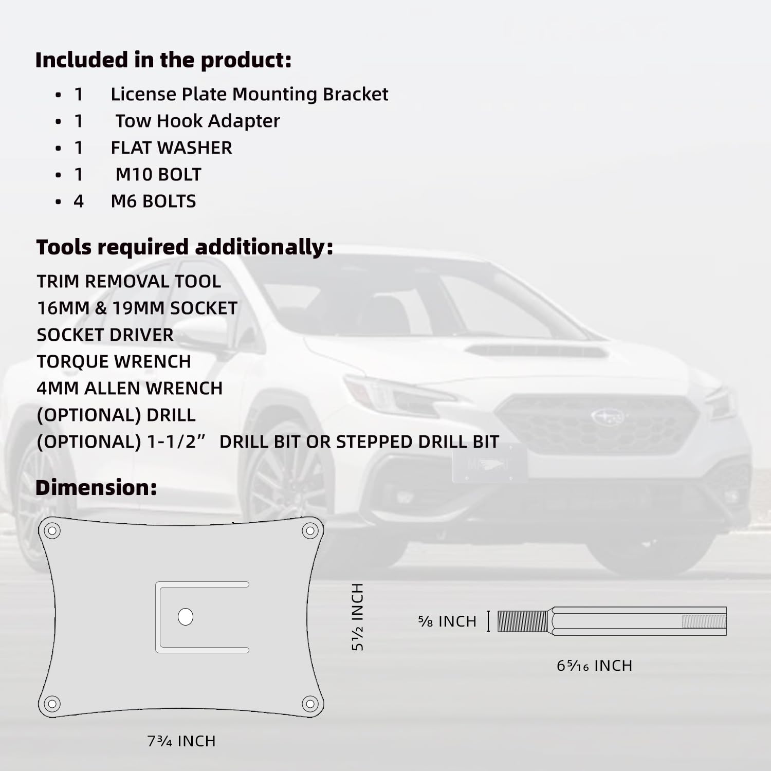 Mavnai hardware and components laid out for installation, includes bolts and washer