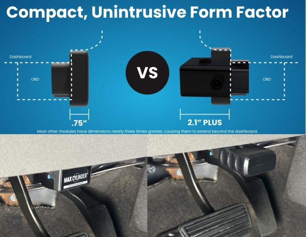 Max Cylinder installed under dash in a truck for easy reversible plug-and-play fitment